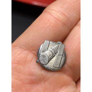 Vintage 1998 Space Satellite Pewter Lapel Hat Pin Tie Tack 1/2"